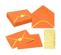 PATIKIL 50 Pcs A7 Envelopes, 5 x 7 Gold Border Invitation Envelopes Mailing Party Envelope for Wedding Invitation Cards Greeting Graduation Birthday Office, Dark Orange