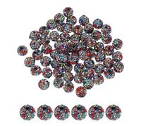 PATIKIL 50 Pcs Black Round Rhinestone Beads for Jewelry Making, 10mm Disco Ball Sparkle Crystal Clay Beads with Hole, DIY Crafting