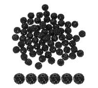 PATIKIL 50 Pcs Black Round Rhinestone Beads for Jewelry Making, 10mm Shiny Disco Ball Sparkle Crystal Clay Beads with Hole for Bracelet Necklace DIY Crafting