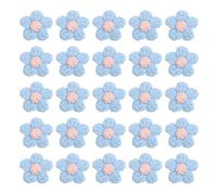 PATIKIL 50 Pcs Crochet Flowers Appliques Embellishments for DIY Hair Clothes Party Craft Decor, Water Blue/Cherry Pink