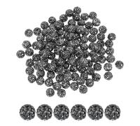 PATIKIL 50 Pcs Dark Gray Round Rhinestone Beads for Jewelry Making, 10mm Shiny Disco Ball Sparkle Crystal Clay Beads with Hole for Bracelet Necklace DIY Crafting