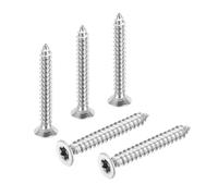 PATIKIL 50 Pcs Flat Head Torx/Star Screws, M4 x 30mm Torx Drive Self Tapping Wood Screws Stainless Steel Countersunk Tamper Proof Screw with T20 Bit for Wood Soft Metal