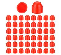 PATIKIL 50 Pcs Hex Nut Cover, M10x17x21mm Nylon Screws Bolt Covers Caps Dome Acorn Hex Head Bolt Protection Cap for Screws Nut, Red