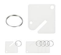 PATIKIL 50 Pcs Key Tags, 1.5" Plastic Hanging Tag Slotted Key Tags Square Blank Writeable Durable with Metal Ring for Cabinet Boxes Lockers Identifiers Home Garage, White