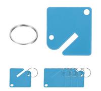 PATIKIL 50 Pcs Key Tags, 1.5" Plastic Hanging Tag Slotted Key Tags Square Blank Writeable Durable with Metal Ring for Cabinet Boxes Lockers Identifiers Home Garage, Sky Blue