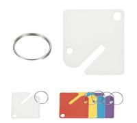 PATIKIL 50 Pcs Key Tags, 1.5" Plastic Hanging Tag Slotted Key Tags Square Blank Writeable Durable with Metal Ring for Cabinet Boxes Lockers Identifiers Home Garage, Multicolor