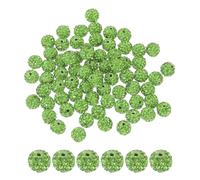 PATIKIL 50 Pcs Light Green Round Rhinestone Beads for Jewelry Making, 10mm Disco Ball Sparkle Crystal Clay Beads with Hole for Bracelet Necklace DIY Crafting