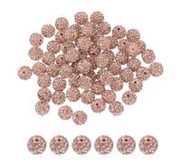 PATIKIL 50 Pcs Light Peach Round Rhinestone Beads for Jewelry Making, 10mm Disco Ball Sparkle Crystal Clay Beads with Hole, DIY Crafting