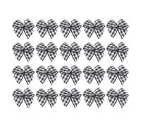 PATIKIL 50 Pcs Plaid Style Ribbon Bows 1 Inch Small Twist Tie Bows Craft Bows for DIY Gift Wrapping Wedding Birthday Valentine's Day Mother's Day, Black