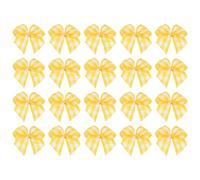 PATIKIL 50 Pcs Plaid Style Ribbon Bows 1 Inch Small Twist Tie Bows Craft Bows for DIY Gift Wrapping Wedding Birthday Valentine's Day Mother's Day, Yellow