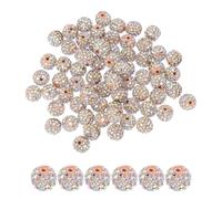 PATIKIL 50 Pcs Rhinestone Beads for Jewelry Making, 10mm Shiny Round Disco Ball Bead Sparkle Crystal Clay Beads with Hole for Bracelet Necklace DIY Crafting, Light Peach AB Color