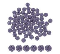 PATIKIL 50 Pcs Rhinestone Beads for Jewelry Making, 10mm Shiny Round Disco Ball Bead Sparkle Crystal Clay Beads with Hole for Bracelet Necklace DIY Crafting, Purple
