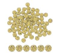 PATIKIL 50 Pcs Rhinestone Beads for Jewelry Making, 10mm Shiny Round Disco Ball Beads Sparkle Crystal Clay Beads with Hole for Bracelet Necklace DIY Crafting, Light Yellow
