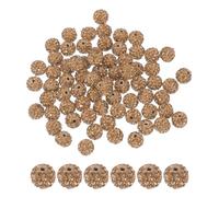 PATIKIL 50 Pcs Rhinestone Beads for Jewelry Making, 10mm Shiny Round Disco Ball Beads Sparkle Crystal Clay Beads with Hole for Bracelet Necklace DIY Crafting, Light Brown