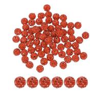 PATIKIL 50 Pcs Rhinestone Beads for Jewelry Making, 10mm Shiny Round Disco Ball Beads Sparkle Crystal Clay Beads with Hole for Bracelet Necklace DIY Crafting, Orange