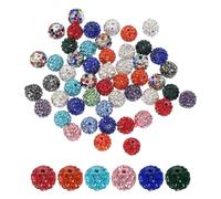 PATIKIL 50 Pcs Rhinestone Beads for Jewelry Making, 10mm Shiny Round Disco Ball Beads Sparkle Crystal Clay Beads with Hole for Bracelet Necklace DIY Crafting, 15 Colors