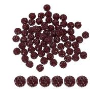 PATIKIL 50 Pcs Rhinestone Beads for Jewelry Making, 10mm Shiny Round Disco Ball Beads Sparkle Crystal Clay Beads with Hole for Bracelet Necklace DIY Crafting, Dark Red