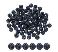 PATIKIL 50 Pcs Rhinestone Beads for Jewelry Making, 10mm Shiny Round Disco Ball Beads Sparkle Crystal Clay Beads with Hole for Bracelet Necklace DIY Crafting, Blue Black