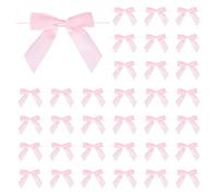 PATIKIL 50 Pcs Satin Ribbon Twist Tie Bows 3.5 Inch Small Craft Bows for DIY Gift Wrapping Champagne Bottle Wedding Christmas Birthday Decor, Pearl Pink