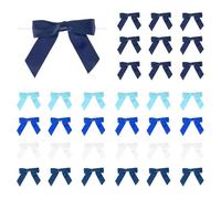PATIKIL 50 Pcs Satin Ribbon Twist Tie Bows 3.5 Inch Small Craft Bows for DIY Gift Wrapping Champagne Bottle Wedding Christmas Birthday Decor, Blue Series