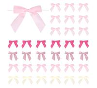 PATIKIL 50 Pcs Satin Ribbon Twist Tie Bows 3.5 Inch Small Craft Bows for DIY Gift Wrapping Champagne Bottle Wedding Christmas Birthday Decor, Pink Series