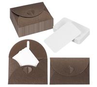 PATIKIL 50 Set Mini Envelopes with Heart Clasp, 4.1x3 Blank Note Cards with Envelopes for Gift Wedding Invitation Graduation Holiday Thanksgiving Day Christmas, Coffee