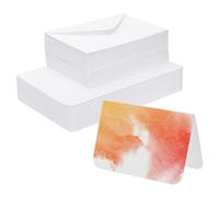 PATIKIL 50 Sets Pure Cotton Watercolor Cards 140lb/300 GSM Postcards Rounded Corners with Envelopes for Art Painting Creative Thank Notes, 5x7 Inch Foldable Size
