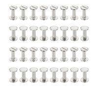 PATIKIL 50 Sets Slotted Chicago Screws, M4x16mm Carbon Steel Nickel Plated Rivets Binding Post Fasteners Screw for DIY Leather Craft Bookbinding Belt Bag Shoes Purse, Silver Tone