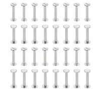 PATIKIL 50 Sets Slotted Chicago Screws, M4x26mm Carbon Steel Nickel Plated Rivets Binding Post Fasteners Screw for DIY Leather Craft Bookbinding Belt Bag Shoes Purse, Silver Tone
