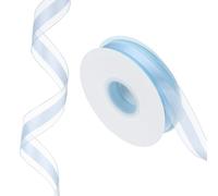 PATIKIL 50 Yards x 1" Organza Chiffon Ribbon, Light Blue Candy Satin Striped Sheer Craft Ribbons for Bows Making, Gift Wrapping, Wreath, Birthday Wedding Festival Decoration