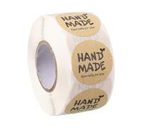 PATIKIL 500 Pcs A06 Hand Made Stickers,1 Inch Kraft Paper Labels Blank Customer Appreciation Adhesive Sticker Roll for Baked Goods Packaging Wedding Party Envelope Seals, Brown