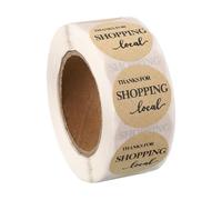 PATIKIL 500 Pcs A22 Thanks for Shopping Stickers, 1 Inch Kraft Paper Labels Blank Customer Appreciation Adhesive Sticker Roll for Baked Goods Packaging Wedding Party Envelope Seals,Brown