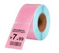 PATIKIL 500 Pcs Thermal Labels, 1.57x2.36 Inch Thermal Printer Labels Stickers Self Adhesive Tags Rectangle Paper Roll Small for Printer Shipping Label Mailing UPS Barcode Address, Pink