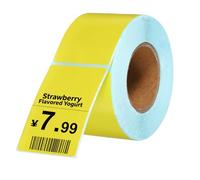 PATIKIL 500 Pcs Thermal Labels, 1.57x2.36 Inch Thermal Printer Labels Stickers Self Adhesive Tags Rectangle Paper Roll Small for Printer Shipping Label Mailing UPS Barcode Address, Yellow