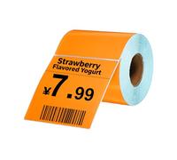 PATIKIL 500 Pcs Thermal Labels, 3.94x3.94 Inch Thermal Printer Labels Stickers Self Adhesive Tags Rectangle Paper Roll Small for Printer Shipping Label Mailing UPS Barcode Address, Orange