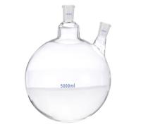PATIKIL 5000ml Boiling Flask, 3.3 Borosilicate Glass 2 Neck Round Bottom Flask Heavy Wall with 24/40 Standard Taper Outer Joint for Laboratory, Clear