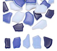 PATIKIL 500g/1.1LB Irregular Ceramics Mosaic Tiles, 0.79"-1.57" Mosaic Stained Tile Broken Porcelain Pieces Stones Bulk for DIY Craft Making Vases Home Decoration, Dark Light Blue