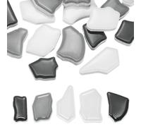 PATIKIL 500g/1.1LB Irregular Ceramics Mosaic Tiles, 0.79"-1.57" Mosaic Stained Tile Broken Porcelain Pieces Stones Bulk for DIY Craft Making Vases Home Decoration, Black White Gray