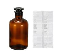 PATIKIL 500ml Glass Reagent Bottle, Narrow Mouth Reagent Media Storage Bottle with Ground Stopper for Lab Water Reagent Liquids Chemistry Science Vase Perfume, Brown(17.6 oz)