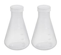 PATIKIL 500ml Plastic Erlenmeyer Flask with Screw Caps, 2 Pack Narrow Mouth Conical Flask for Laboratory, Clear