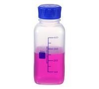 PATIKIL 500ml Thickened Media Storage Bottles,1 Pcs PP Plastic Graduated Bottle with Blue Screw Cap for Lab Water Reagent Liquids, Transparent(Square)