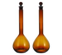 PATIKIL 500ml Volumetric Flask, 2Pcs 3.3 Borosilicate Glass Graduated Volumetric Measuring Flask with Glass Stopper Tolerance 0.29ml for Lab Experiment, Amber