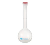 PATIKIL 500ml Volumetric Flask, Polypropylene Graduated Volumetric Measuring Flask with Red Plug Cap Tolerance 0.5ml for Laboratory Science Experiment, Clear