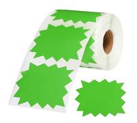 PATIKIL 500Pcs Burst Labels, 4 x 3 Star Signs Burst Fluorescent Neon Signs Price Tags Stickers Self-Adhesive Large Sale Sticker for Retail Store Market Business Garage Sale, Green