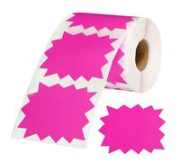 PATIKIL 500Pcs Burst Labels, 4 x 3 Star Signs Burst Fluorescent Neon Signs Price Tags Stickers Self-Adhesive Large Sale Sticker for Retail Store Market Business Garage Sale, Rose Red