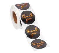 PATIKIL 500Pcs Thank You Stickers, 1.5" Round Self-Adhesive Labels Small Thank You Stickers Roll for Small Business Sealing Box Envelope, Thank-You Style10 Black/Gold