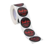 PATIKIL 500Pcs Thank You Stickers, 1.5" Round Self-Adhesive Labels Small Thank You Stickers Roll for Small Business Sealing Box Envelope, Thank-You for Your Order Style11 Black/Red
