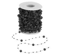 PATIKIL 50ft Christmas Tree Beads Garland Craft Pearl Bead Garland Pearl String Strands Chain Roll for DIY Fireplace Wedding Party, Black