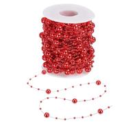 PATIKIL 50ft Christmas Tree Beads Garland Craft Pearl Bead Garland Pearl String Strands Chain Roll for DIY Fireplace Wedding Party, Red