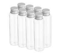 PATIKIL 50ml Plastic Test Tubes with Screw Caps, 8Pcs 106x28mm Flat Bottom Tubes for Scientific Party Decoration Candy Bead Storage Bath Salt, Silver Tone